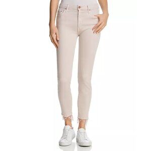 Mother High Waisted Looker Dagger Ankle Fray Blush Lace Hem Size 28
